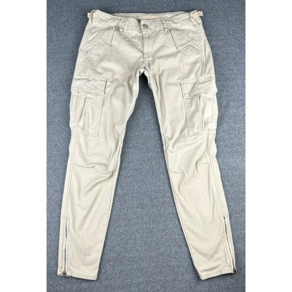 Denim & Supply Ralph Lauren Skinny Cargo Pants Beige Tan Sz 28 Ankle Zip Utility